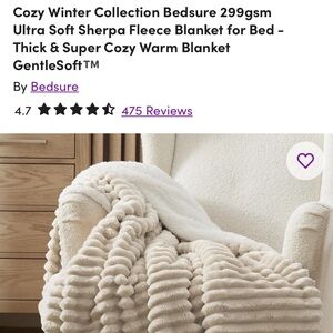 Bedsure Cream Sherpa Fleece Throw Blanket